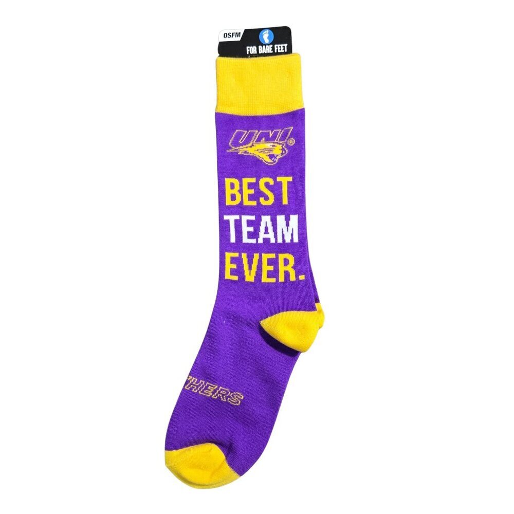 NWT | Northern Iowa Panthers (UNI) "Best Team Ever" Crew Socks | OSFM